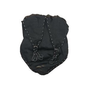 Beaded Black Pouch Satchel Bag w/ Tassels 1960s Edwardian Dark Academia Boho